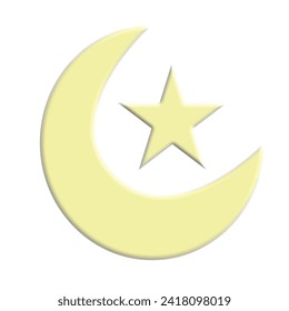 Moon and star illustration 3d