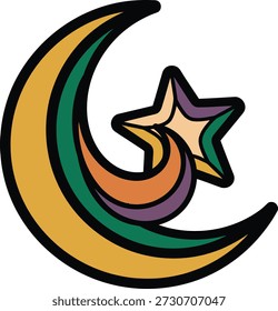 Moon and Star Illustration Celestial Night Design
