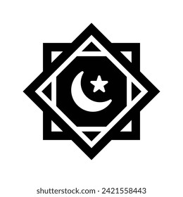 Moon and Star, Islam Flat Icon Logo Illustration. Islam Icon-set. Suitable For Web Design, Logo, App.