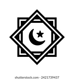 Moon and Star, Islam Flat Icon Logo Illustration. Islam Icon-set. Suitable For Web Design, Logo, App.