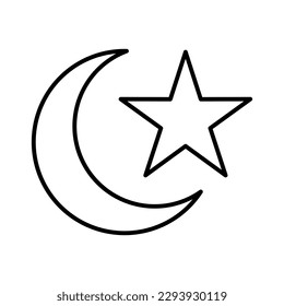 moon star islamic outline icon button vector illustration