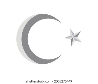 moon and star islamic symbol isolated