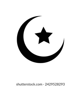 Moon and Star Islamic Symbol on Transparent Background