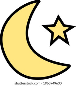 moon and star line art vector illustration