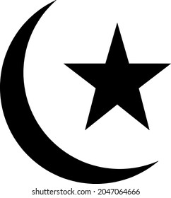 moon and star logo in black on white