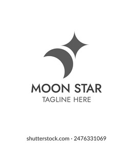 Moon and star logo concept. Minimalist moon and star vector illustration