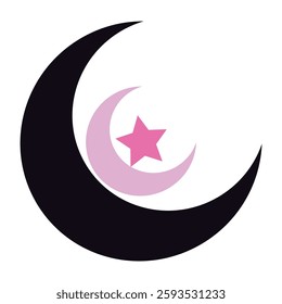 Moon and star logo design concept