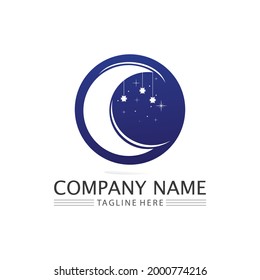 moon and star logo icon sky orbit design abstract film icon vector illustration template design