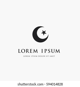 Moon and star logo. Islam symbol