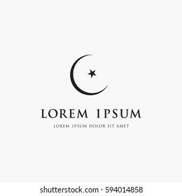Moon and star logo. Islam symbol