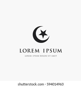 Moon and star logo. Islam symbol