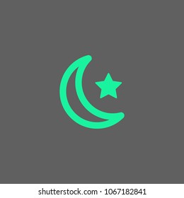 moon and star monoline icon vector download