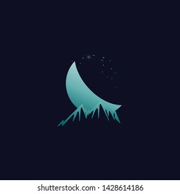 a moon, star and mountain illustration