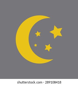 Moon and star at night