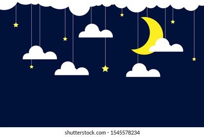 moon and star in the night abstract background