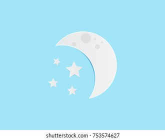 Moon and Star Night concept, Vector illustration.