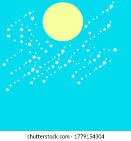 Mond- und Sternnacht auf blauem Hintergrund