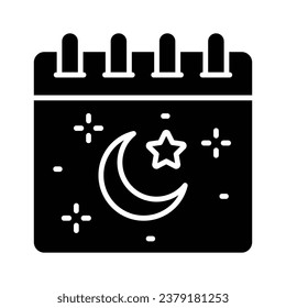 Moon with star on calendar showing concept of ramadan calendar icon