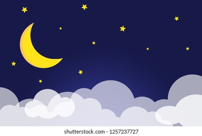 Moon Star On Dark Blue Sky Stock Vector (Royalty Free) 1257237727 ...