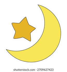 Una luna con estrella sobre fondo blanco