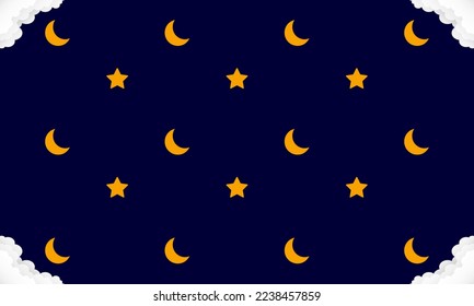 Moon and star pattern background. Vector illustration.