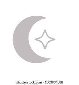 Moon and star poster for nursery isolated on white background