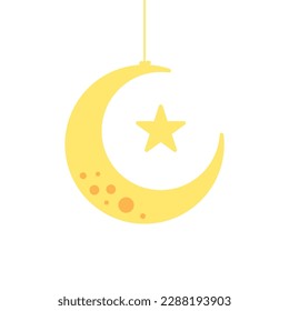 Luna y estrella para la ilustración vectorial de ramadán con diseño simple