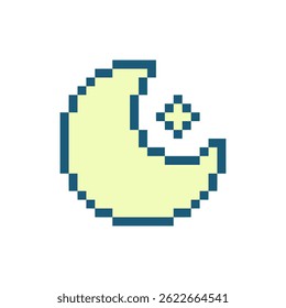 arte retro pixel lua e estrela