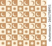 Moon and star seamless vector pattern. Vector background.