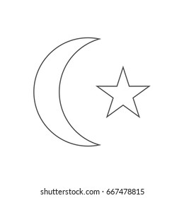 Moon and star simple icon. Contour illustration.