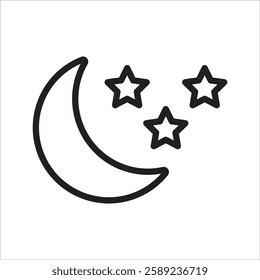 moon and star Simple line icon