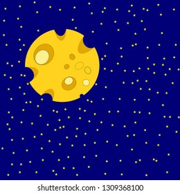 Moon with star sky