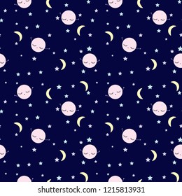 moon star sky girl tee illustration art vector 