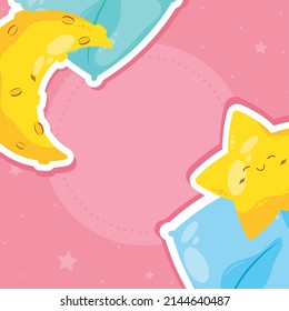 personajes de luna y estrellas que duermen