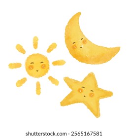 Moon Star Sun Element Cute Illustration