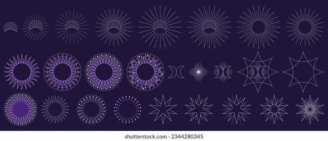 moon star sun symbol vector icon astrological shapes magical symbols frames