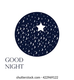 Moon and star surreal conceptual idea. Vector Illustration. EPS 8