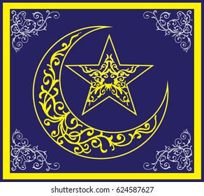 Moon and star symbol for islamic