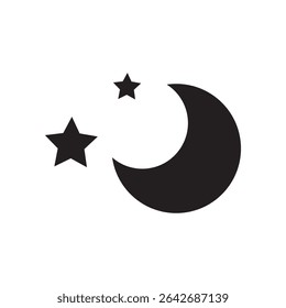Moon star symbol. Night sky icon. Crescent shape graphic. Vector celestial form.