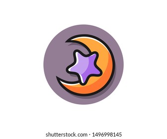 Moon and star symbol vector. moon and star simple design illustration. symbol design for icon, sign, logo