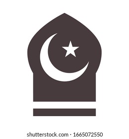 moon and star temple ramadan arabic islamic celebration vector illustration silhouette style icon