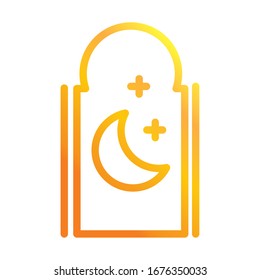 moon and star temple ramadan arabic islamic celebration vector illustration gradient line icon