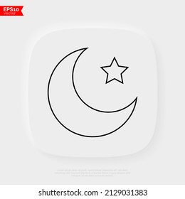 Moon and star thin line icon. New moon. Vector illustration.