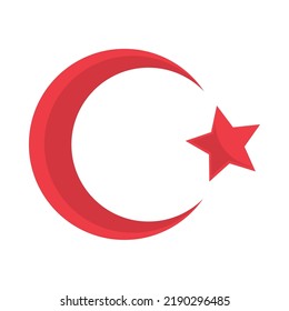 moon and star turkey flag icon isolated