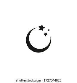 Moon star vector icon. Black illustration isolated on white background