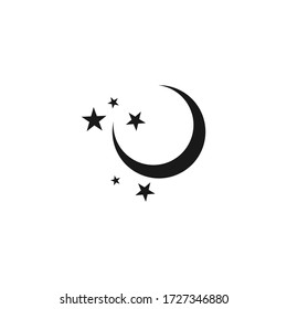 Moon star vector icon. Black illustration isolated on white background