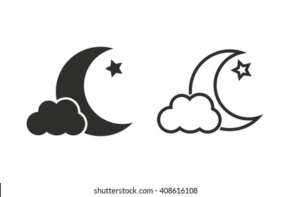 Moon star   vector icon. Black  illustration isolated on white  background for graphic and web design.