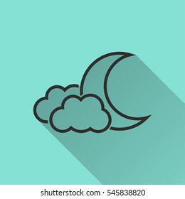 Moon star vector icon. Black illustration isolated on green background for graphic and web design.