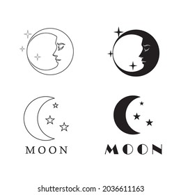 Moon star vector icon illustration logo design.