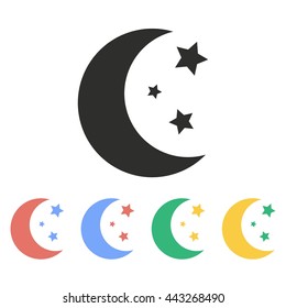 Moon star vector icon. Illustration isolated on white background for graphic and web design.